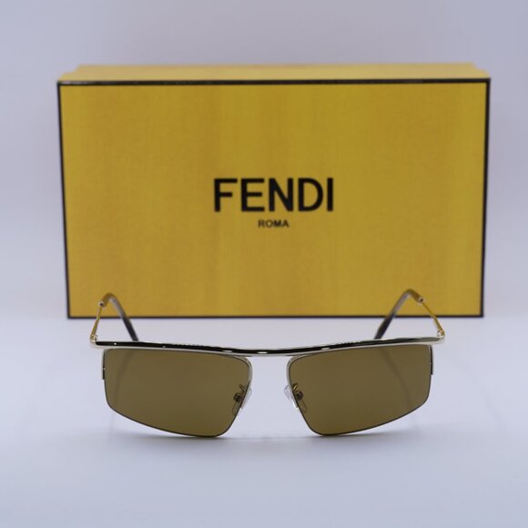 Fendi FE40141U 32E Rectangle Sunglasses - Gold/Brown - Picture 2 of 12
